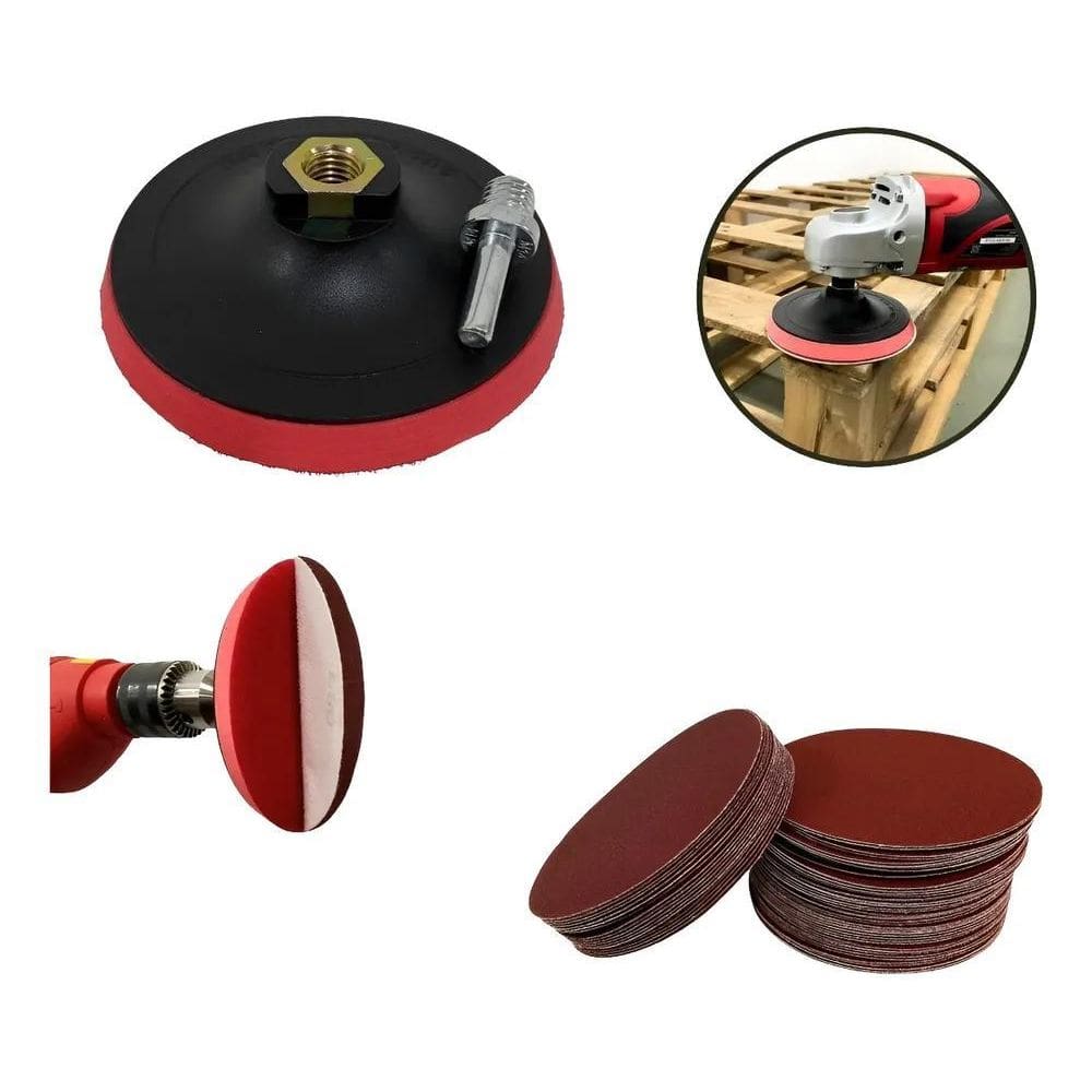 Suporte De Boina Esmerilhadeira Furadeira + 30 Lixas 125Mm