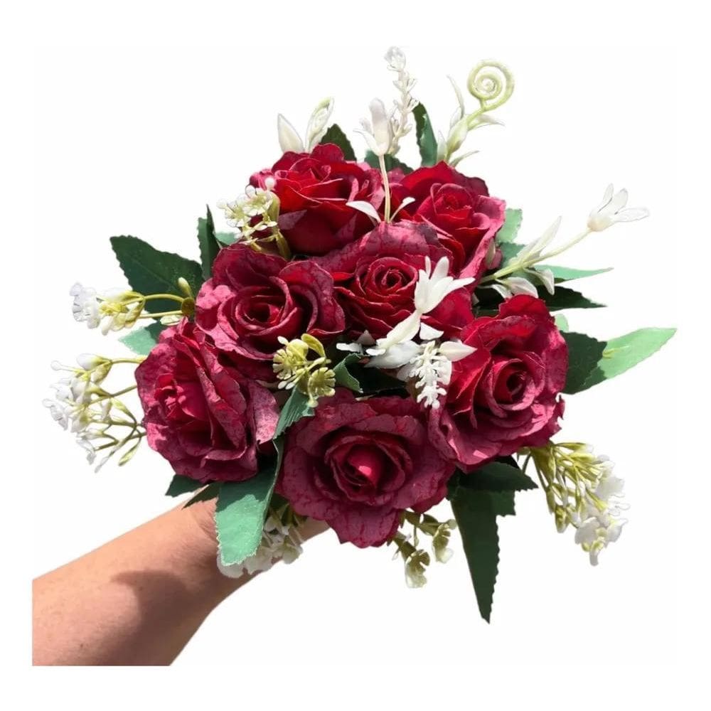 Buquê De Rosas Artificial Vermelho