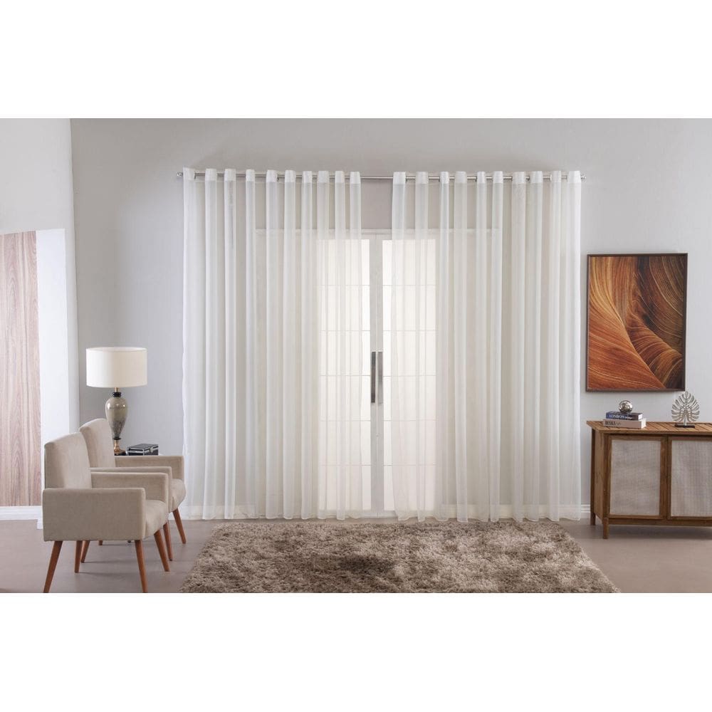 Cortina Sala Quarto Voal Liso Delicate 300X280 Transparente