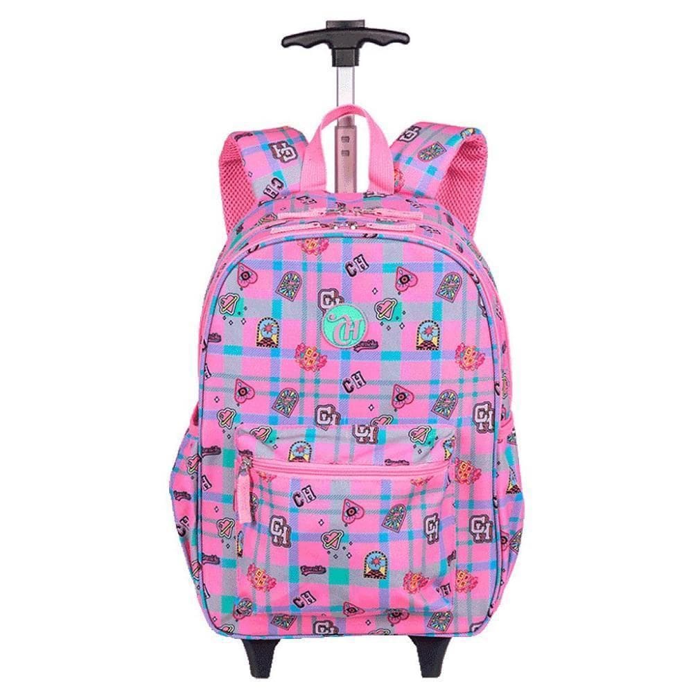 Mochila Sestini Com Carrinho Capricho Student School Rosa