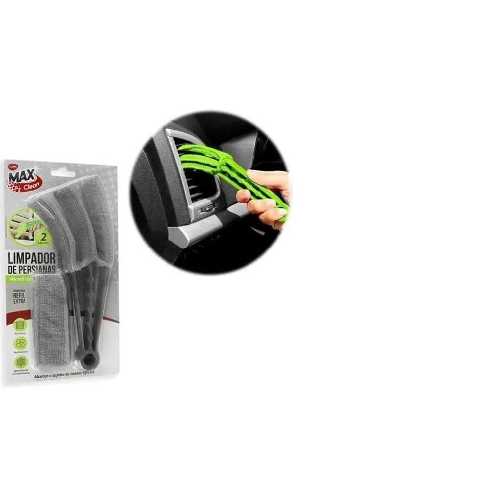 Limpador De Veneziana Horizontal Microfibra Cinza + 1 Refil