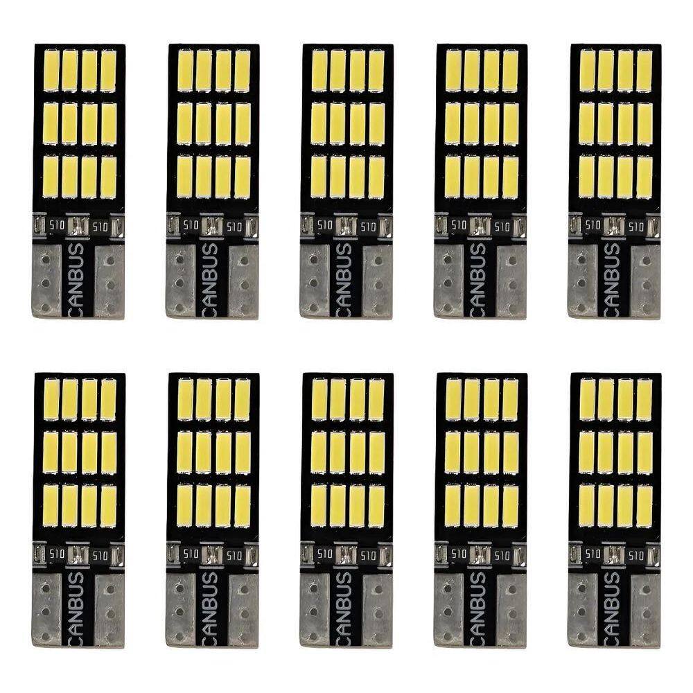 Kit 10 Lampada T10 Cambus 24 Led Canceler - Branca