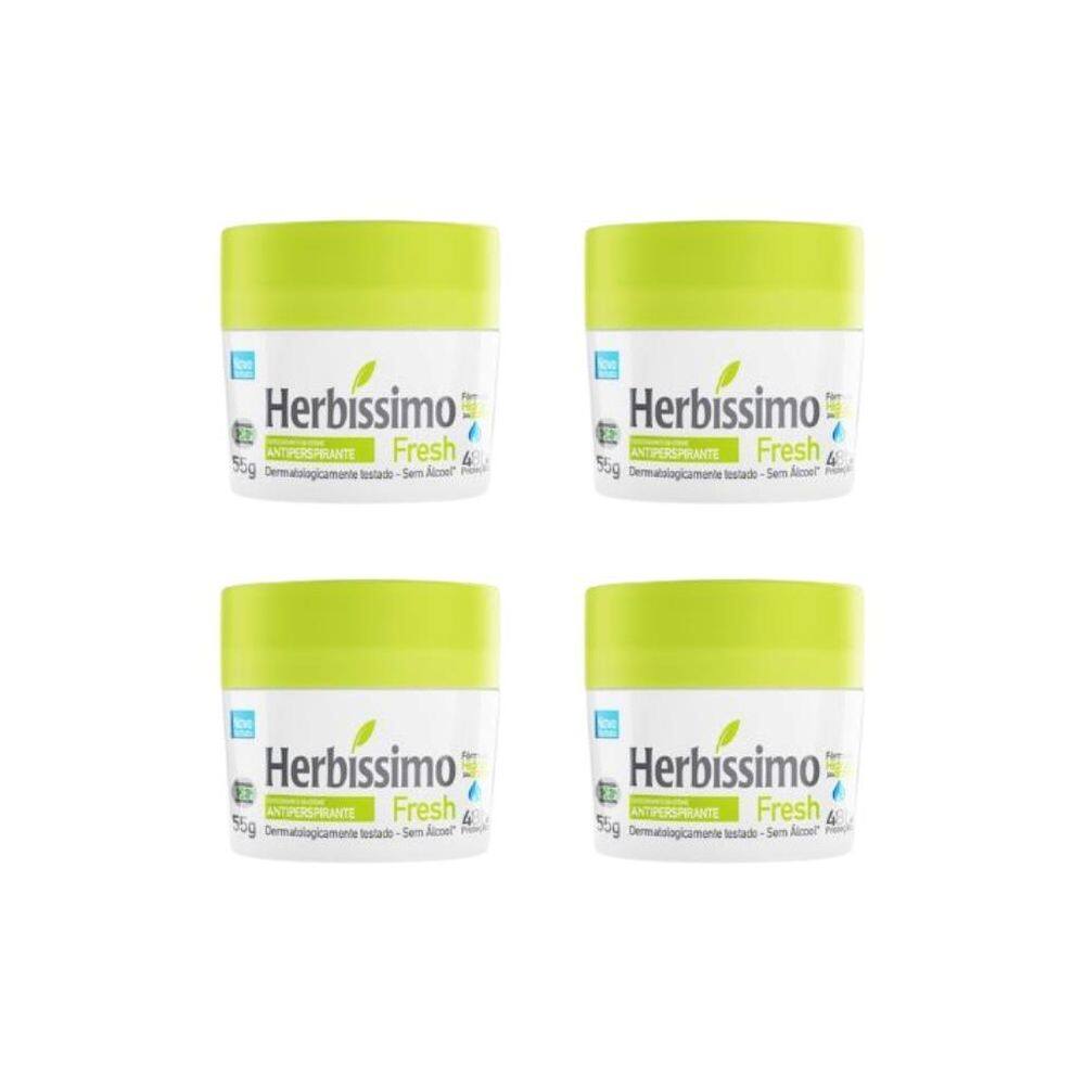 Desodorante Creme Herbíssimo 55G Fresh - Kit Com 4Un