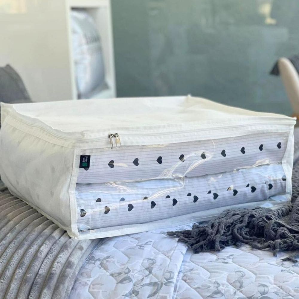 Capa Organizadora Edredom Com Ziper Tam Gg Cor Branco