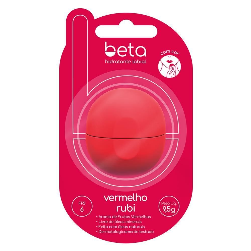 Hidratante Labial Beta Frutas Vermelhas - Cor Vermelho Rubi