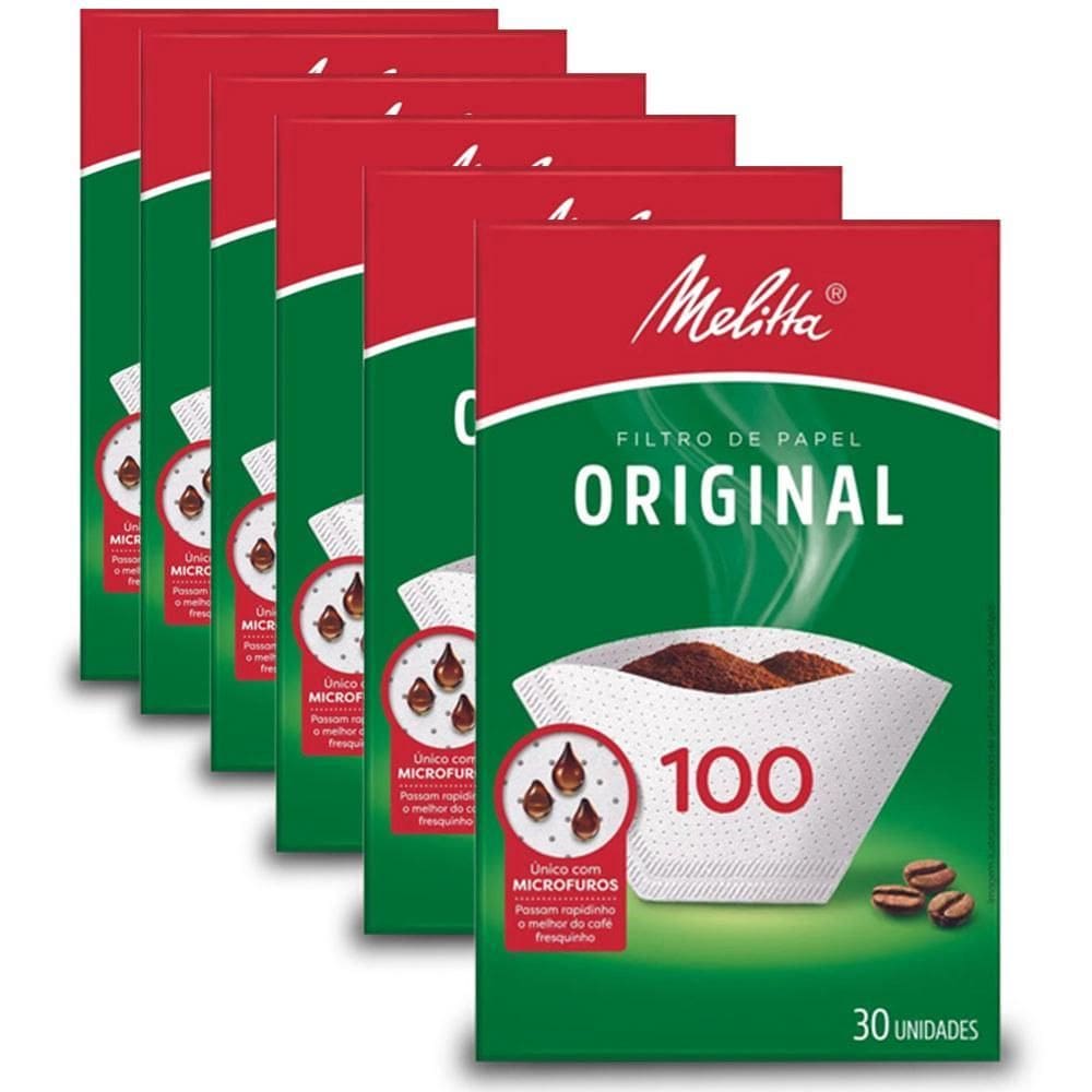 Filtro De Papel Melitta 100 Kit 6 Pacotes Com 30 Unid