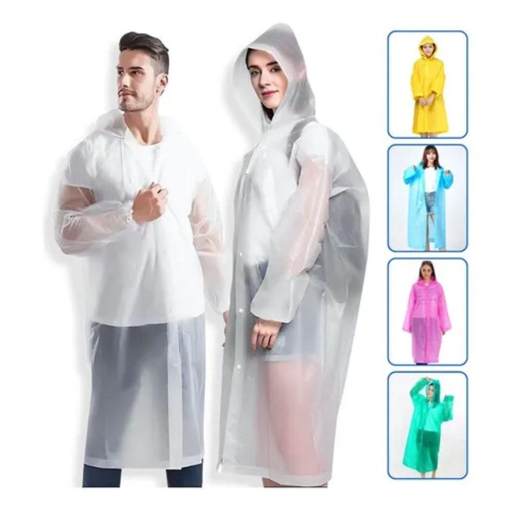 Casaco Capa De Chuva Transparente Impermeável Adulto