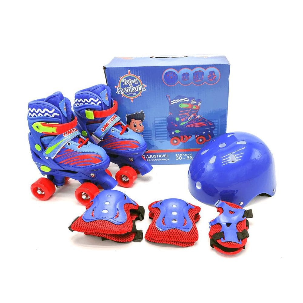 Patins Quad Kit Azul Tamanho 30 Ao 33 1556 Unitoys