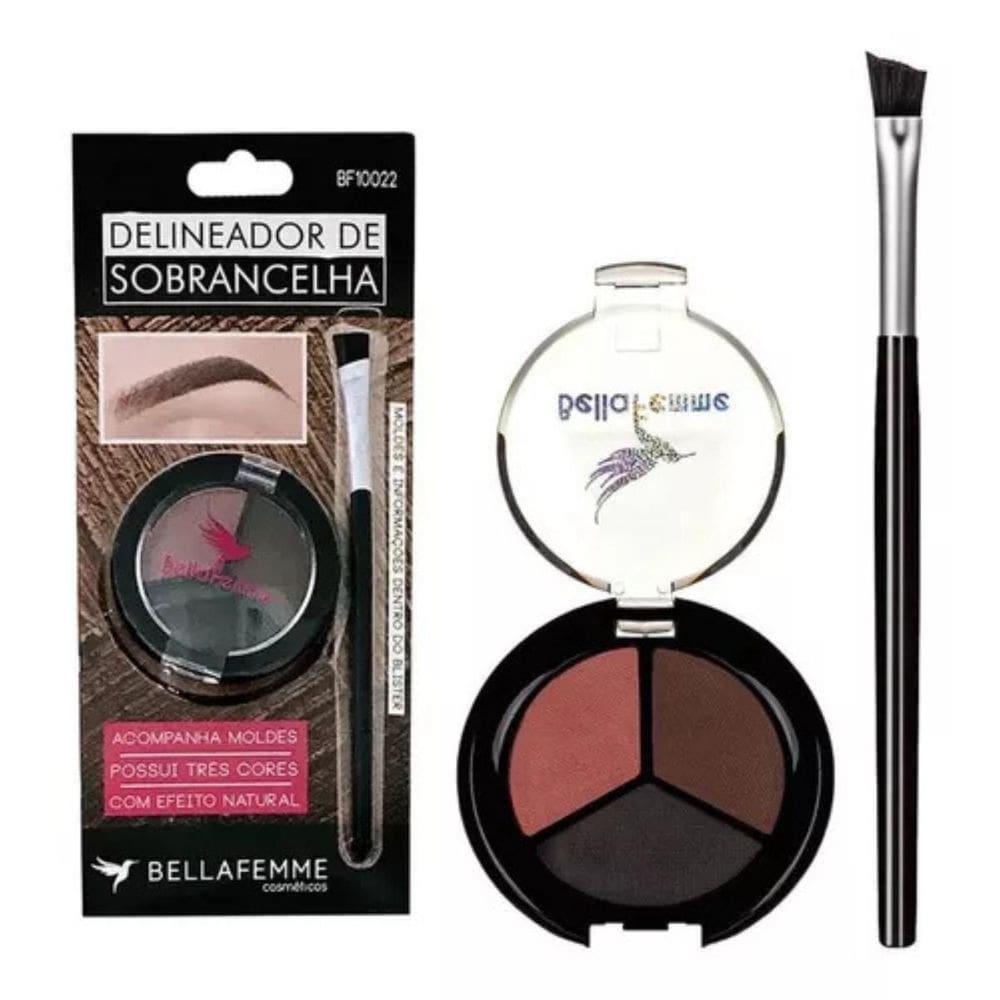 Kit Delineador Sombra Sobrancelha Pincel Moldes