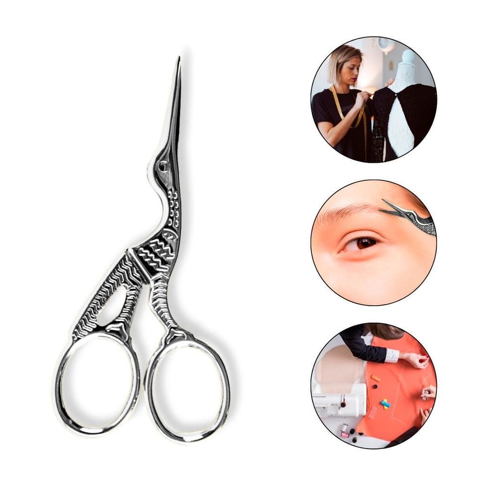 Tesoura Pássaro Prata Ponta Fina Bordado Costura Sobrancelha