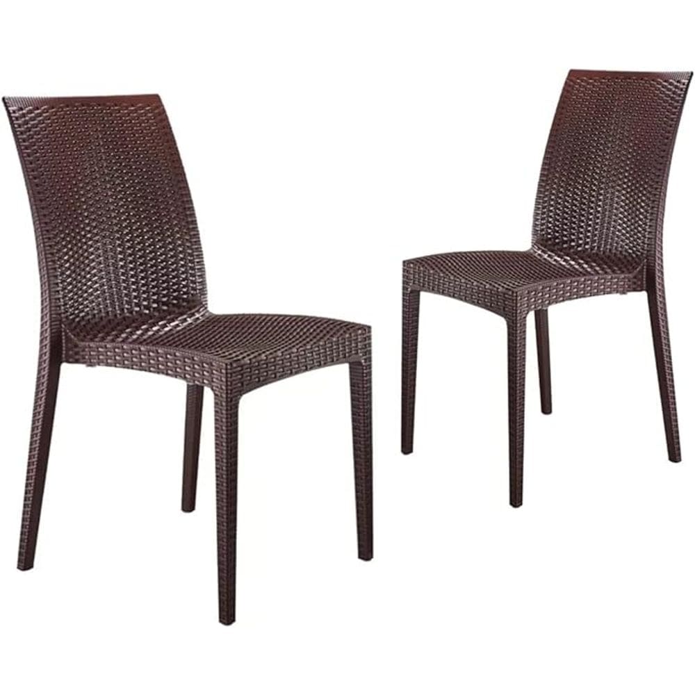 Kit 2 Cadeiras Rattan Marrom