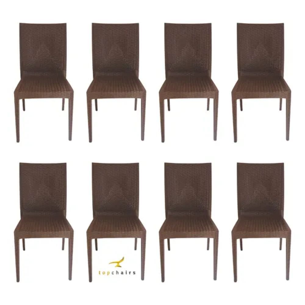 Kit 8 Cadeiras Rattan Marrom