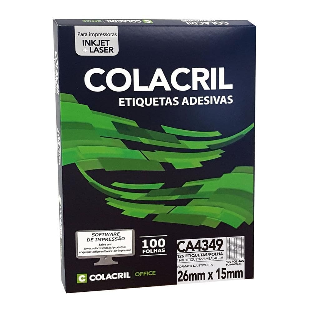Etiqueta inkjet/laser CA4349 com 100 folhas - Colacril