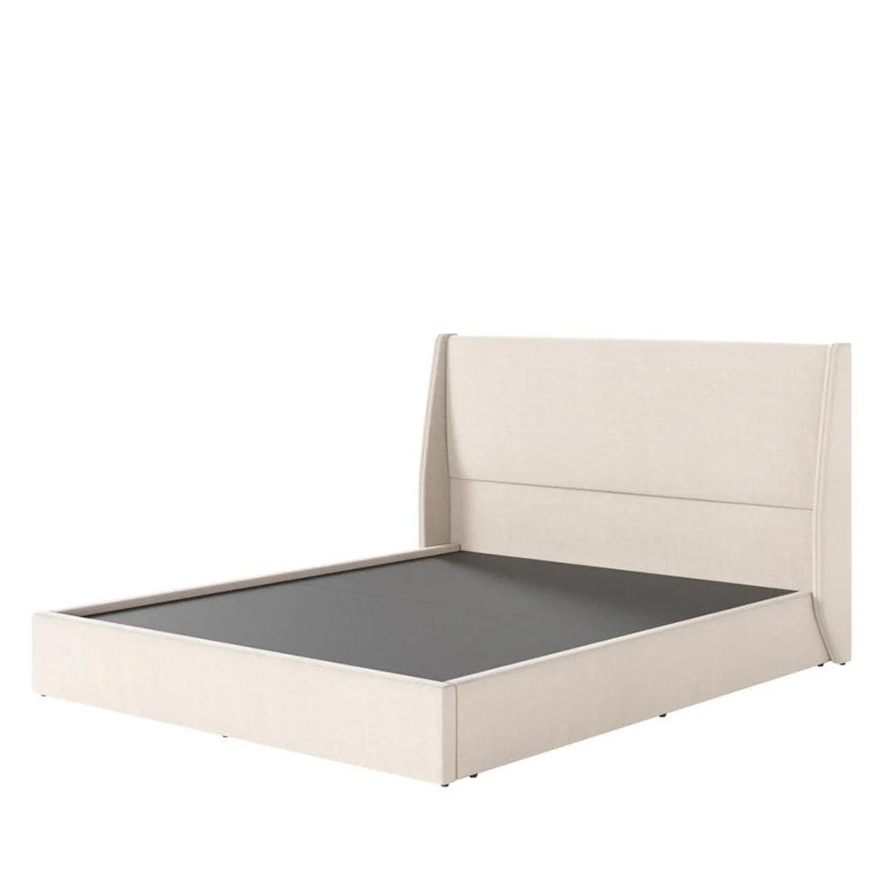 Cama Estofada King com Cabeceira Ayla - Linho Texturizado Off White