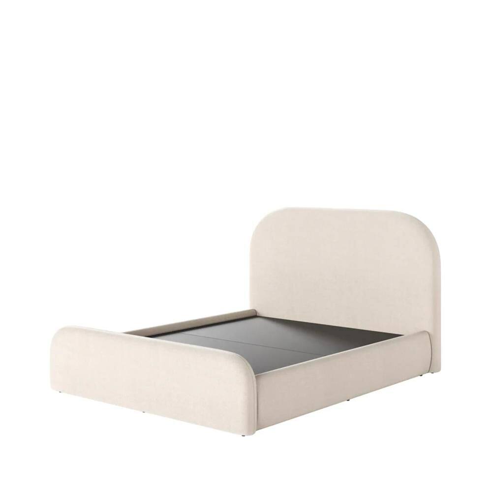 Cama Estofada de Casal com Cabeceira Aurora - Linho Texturizado Off White