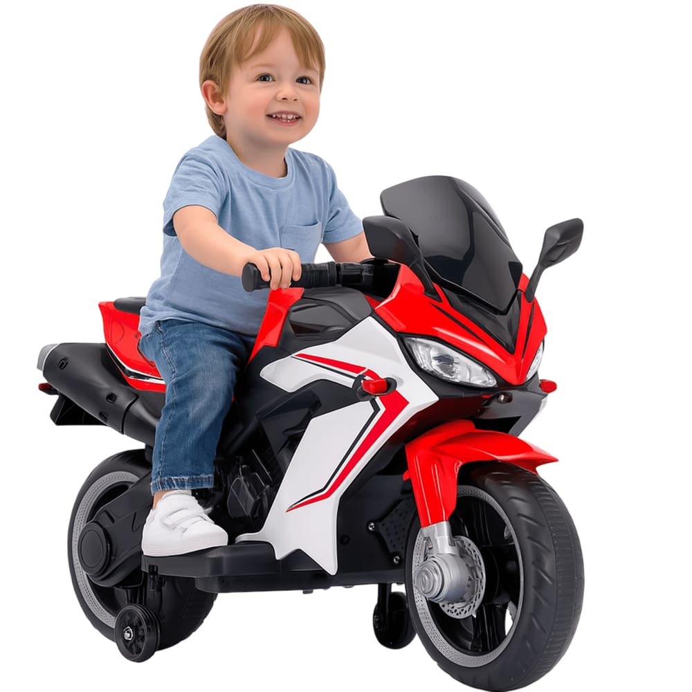 Moto Elétrica Bang Toys Infantil Aura G2 com Rodinhas Vermelha 12V