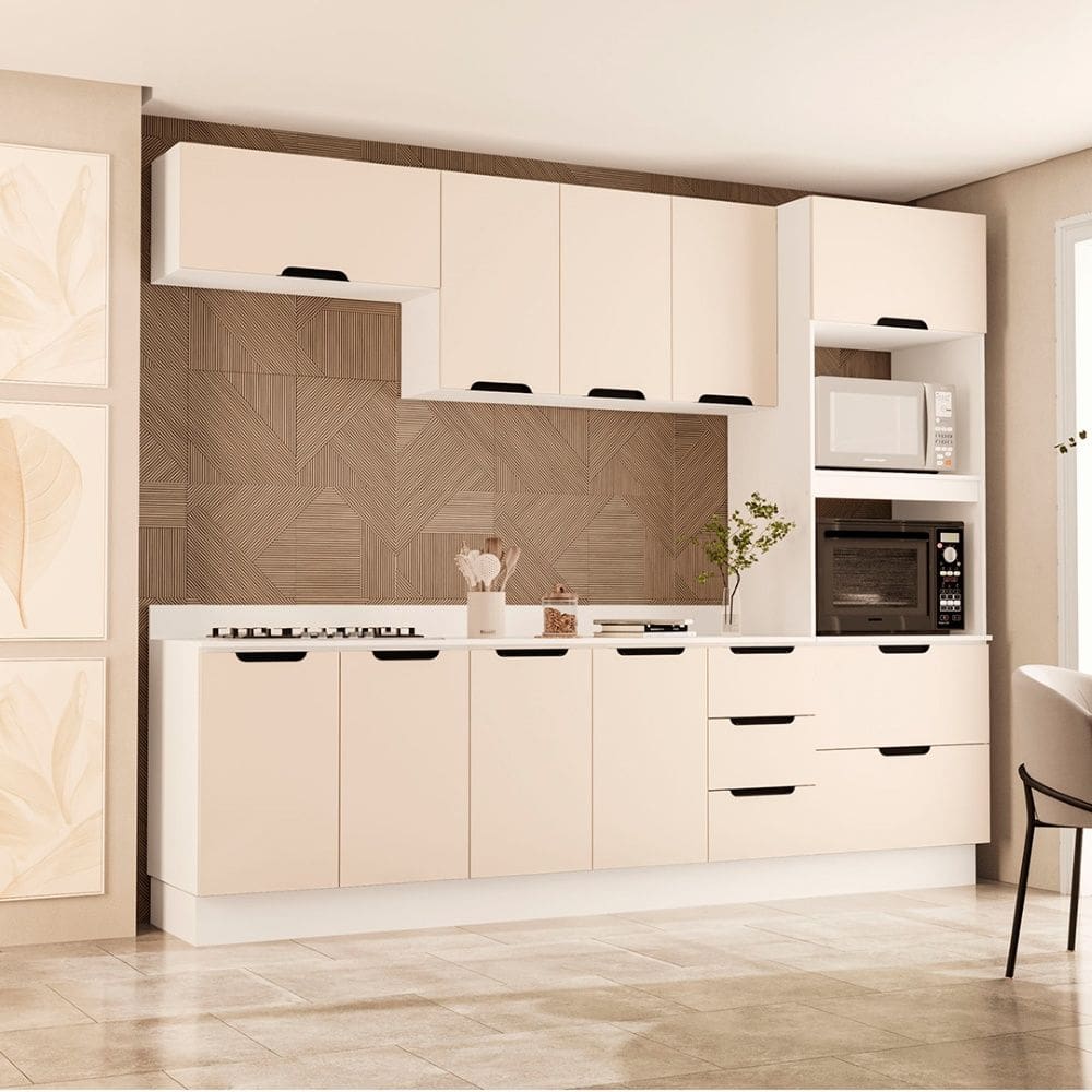 Cozinha Compacta 250073 5 Peças Meena Branco Creme Politorno Móveis