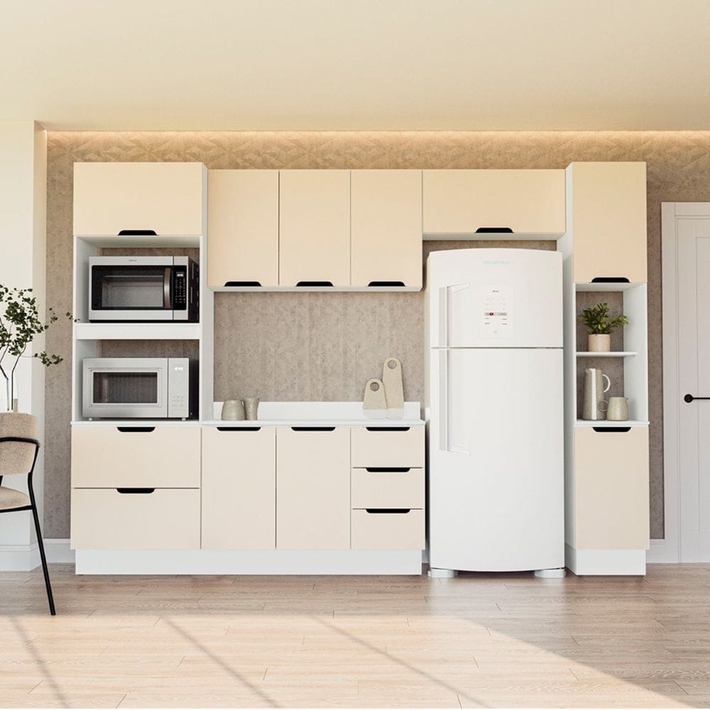 Cozinha Compacta 250074 5 Peças Meena Branco Creme Politorno Móveis