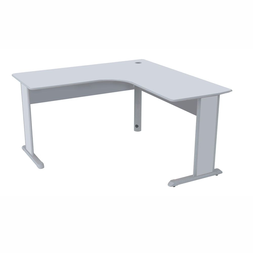 Mesa em L Escritório Estação 140x140 Pés Aço Nivelador Cinza