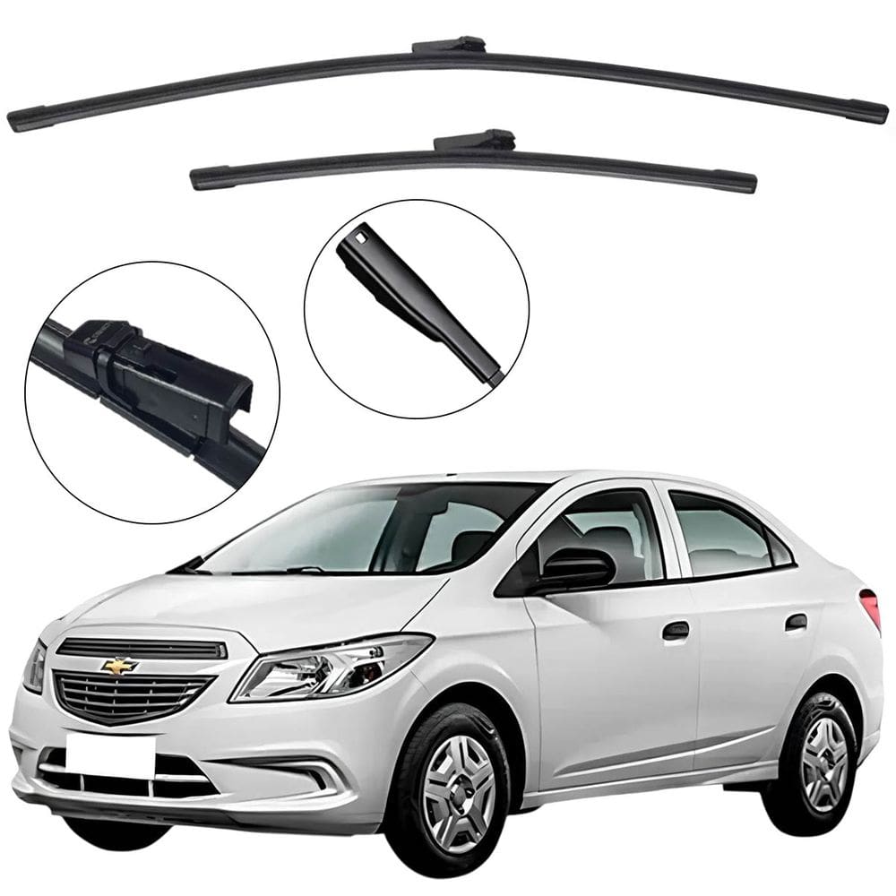 Kit Palheta Dianteira Prisma 2013 a 2017 Limpador de Parabrisa de Silicone