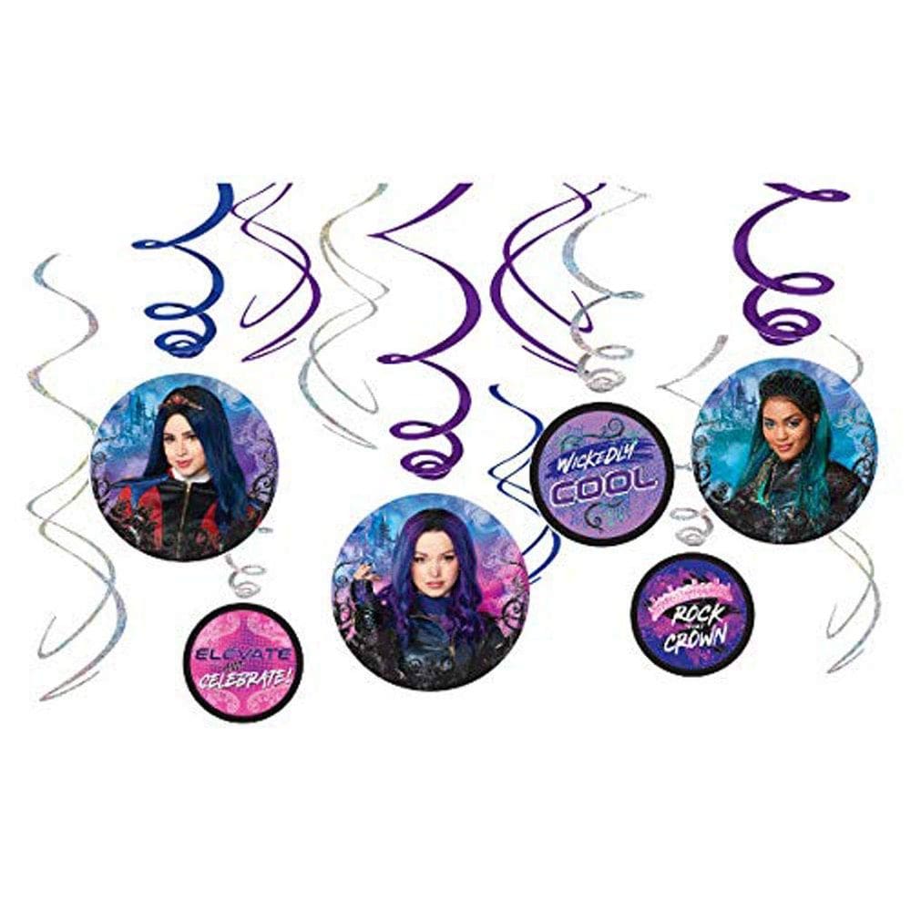 Decorações suspensas Disney Descendants 3 Swirl Pack of 12
