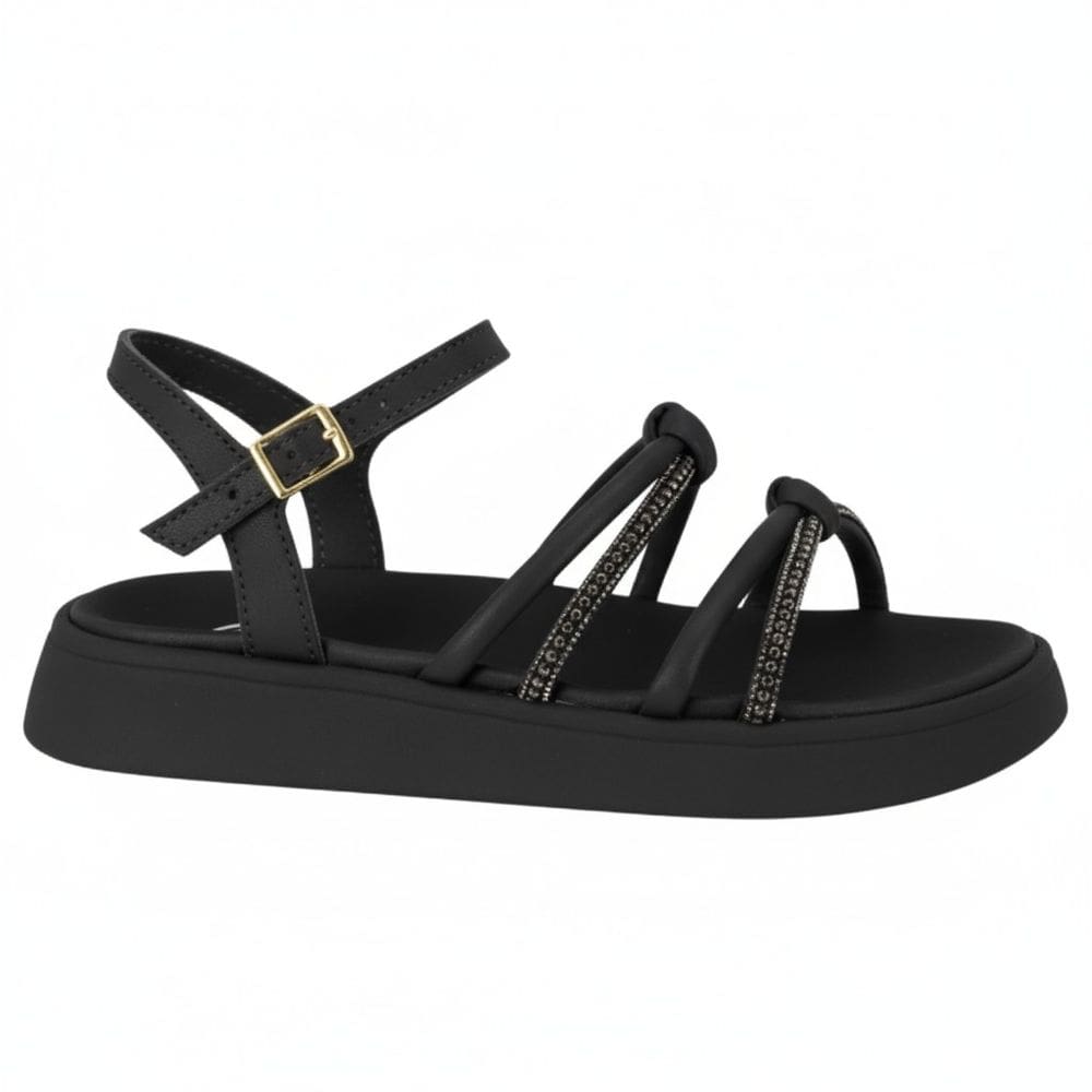 Sandalia Papete Molekinha Tiras Perola Fivela Napa 2358.106