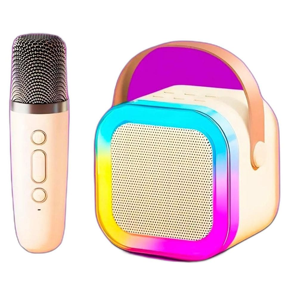Caixa Som Karaokê Infantil Bluetooth Microfone Sem Fio Led