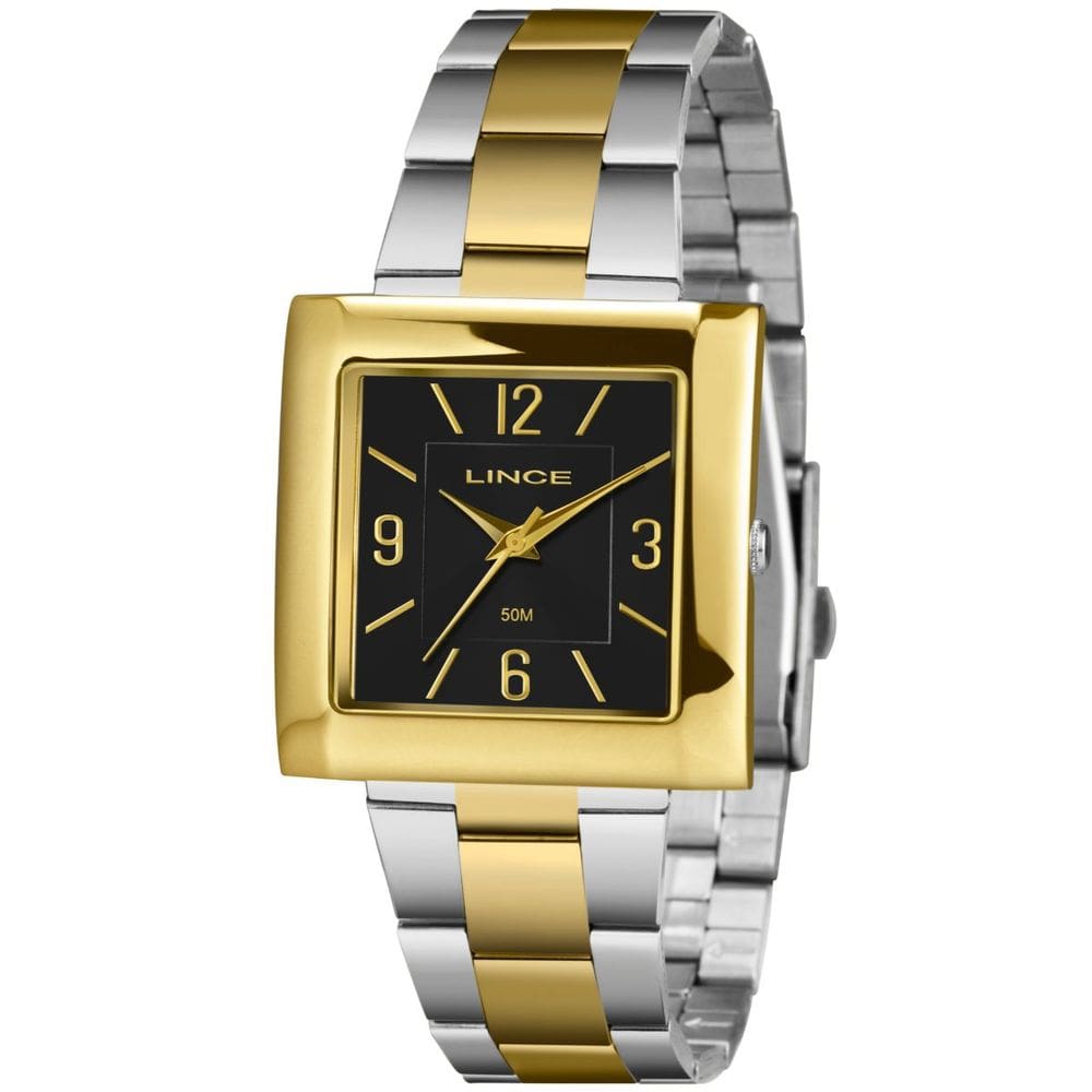 Relógio Lince Feminino Quadrado Prata / Dourado Lqt4767l34 P2sx