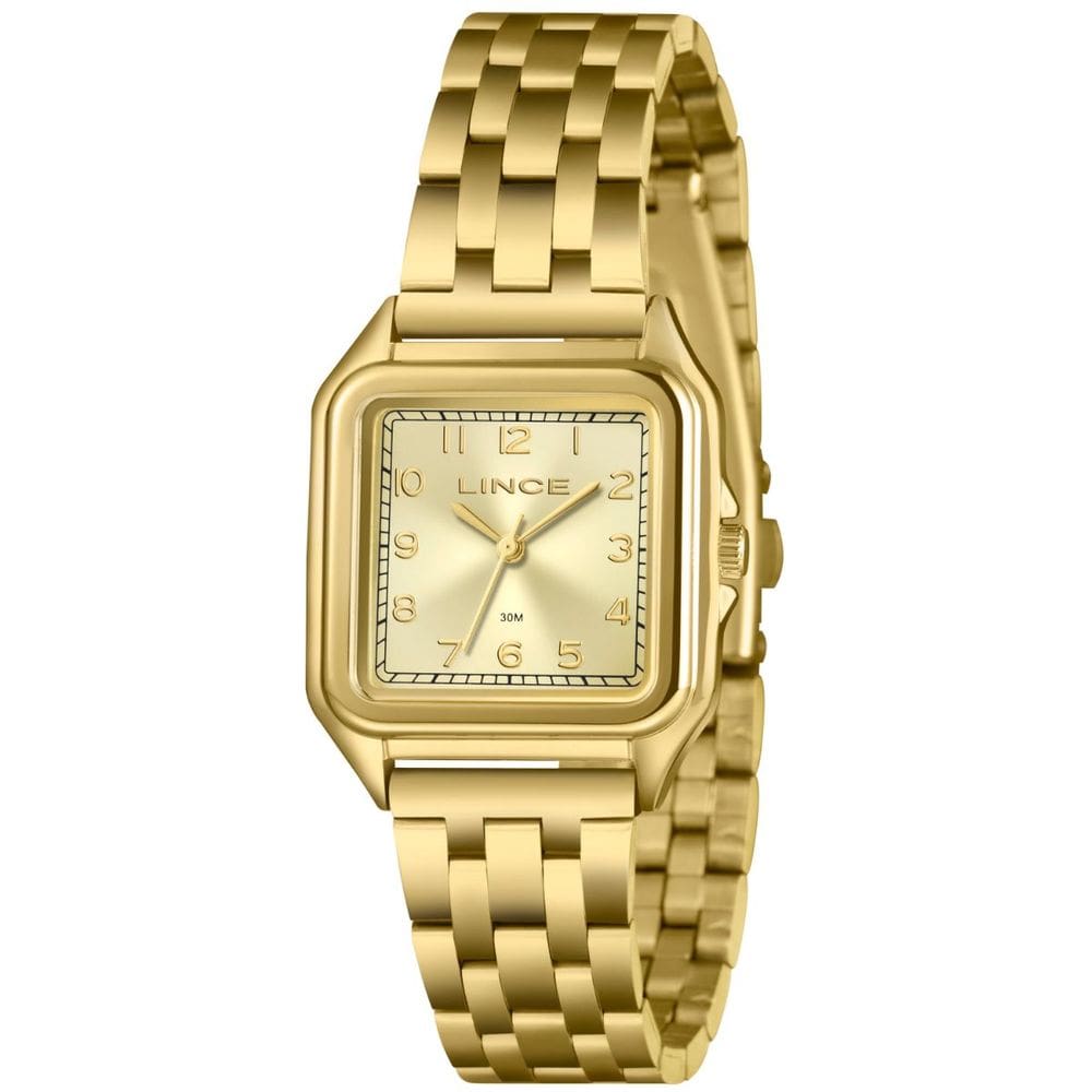 Relógio Lince Feminino Dourado Quadrado Lqgm046l30 C2kx