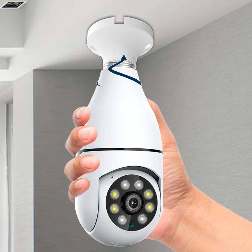 Câmera De Segurança Lâmpada Ip Wifi E 360 Visão Panorâmica