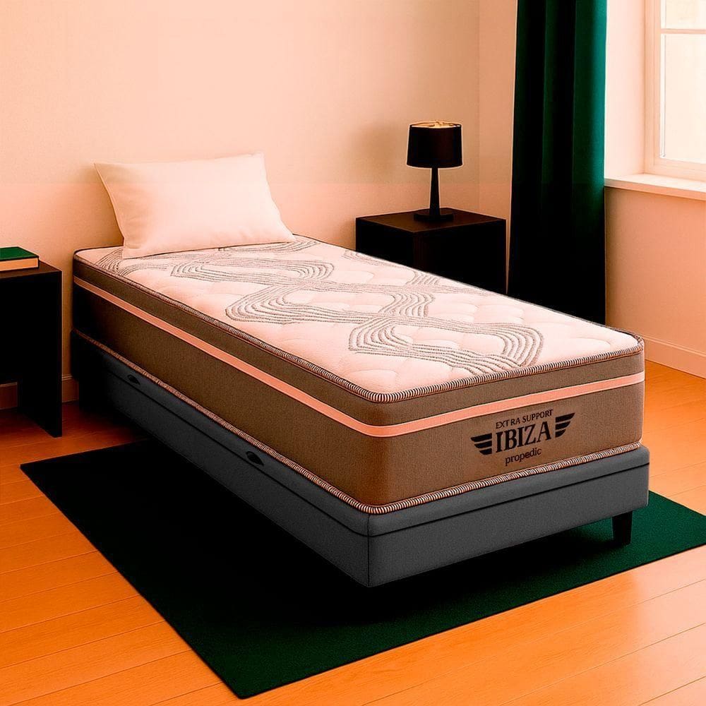 Cama Box Baú Solteirão E Colchão Ibiza Molas V-store Cinza