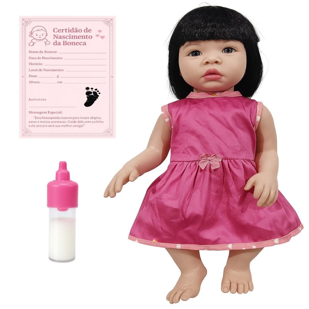 Kit Boneca Baby Kiss Sid Nyl Morena Brinquedo Bebê C/ Certidão