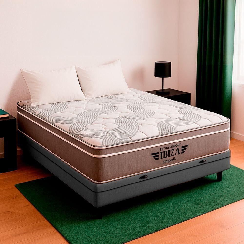 Cama Box Viúvo Cinza E Colchão Ibiza Molas Vstore 128x188x22