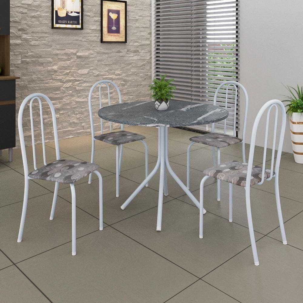 Mesa De Jantar 4 Cadeiras Branco-paraopeba Ane Soma Móveis
