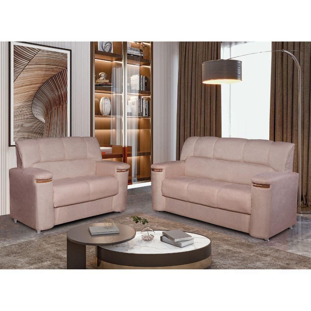 Conjunto De Sofá 3x2 Lugares Styllus Caramelo Bello Estofados Max