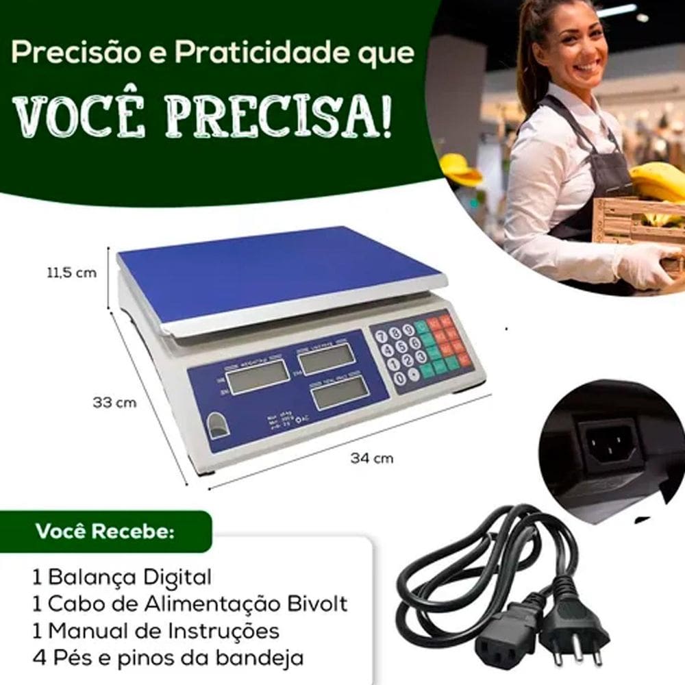 Balança Digital Comercial Com Precisão De 40Kg