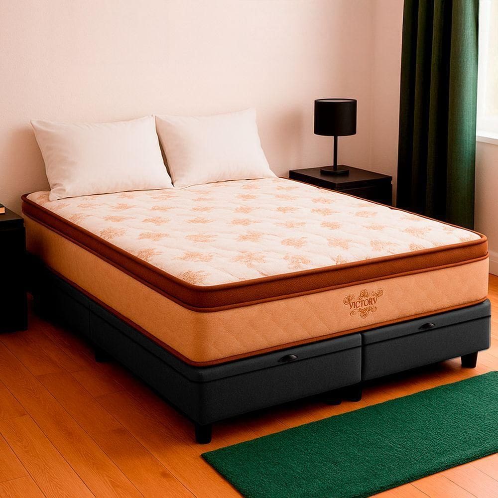 Cama Box Baú King E Colchão Victory Molas V-store Cinza