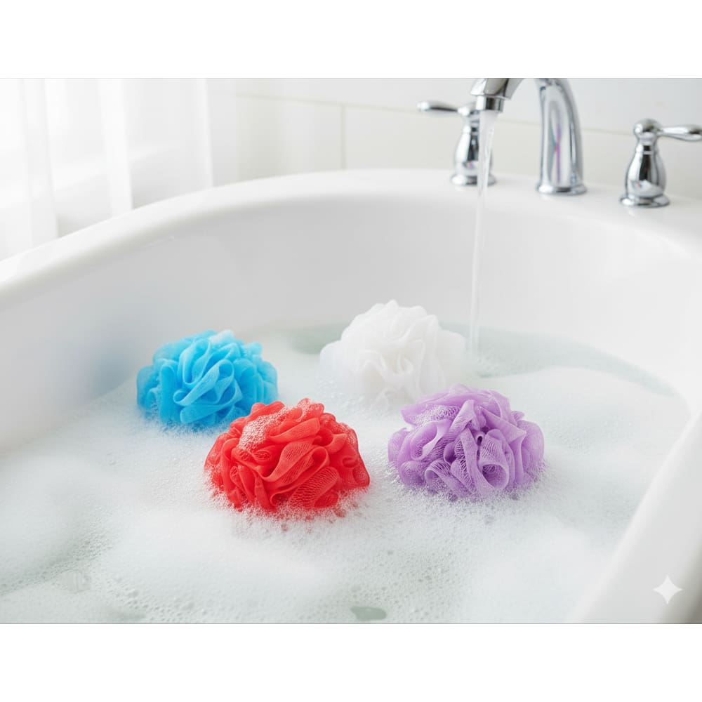 Esponja para banho esfoliante nylon com corda chuveiro banheira limpeza corporal