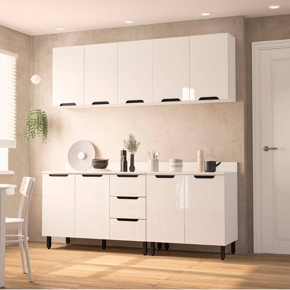 Cozinha Compacta 250065 4 Peças Meena Com Tampo Branco Politorno Móveis