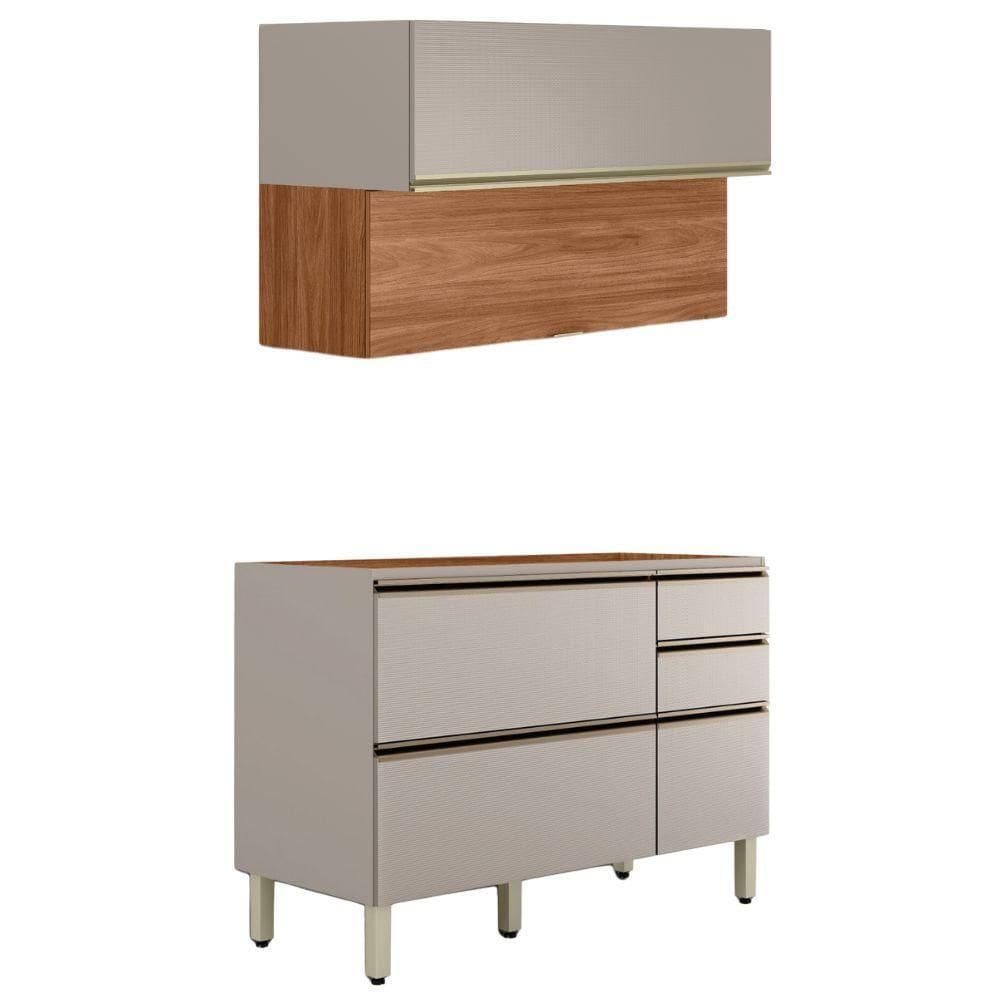 Balcao Pia e Armario Aereo 120 cm Proenca Nogueira Carbono Prime Demartez