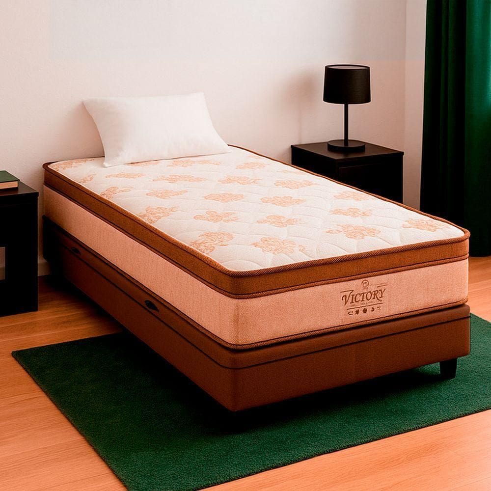 Cama Box Baú Solteirão E Colchão Victory Molas V-store Cor:marrom
