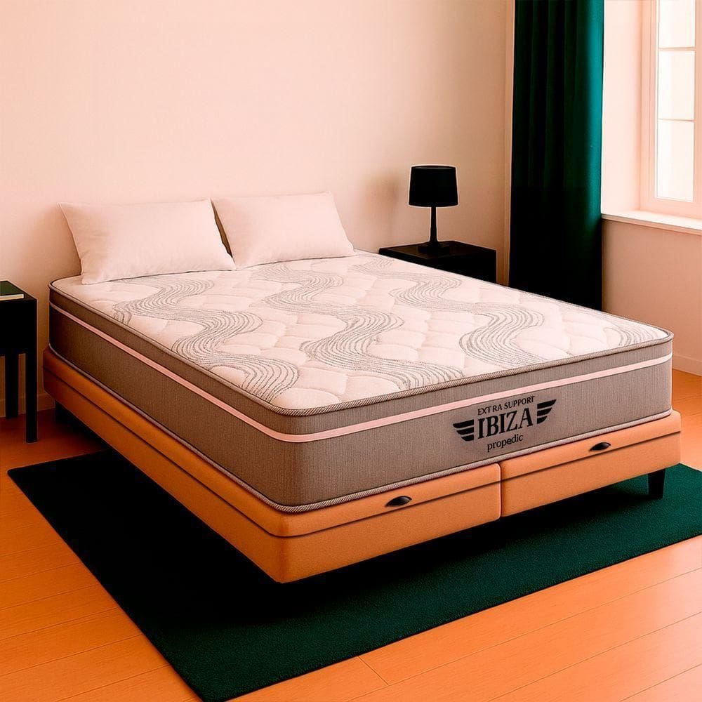 Cama Box Baú King E Colchão Ibiza Molas Ensacadas V-store Bege