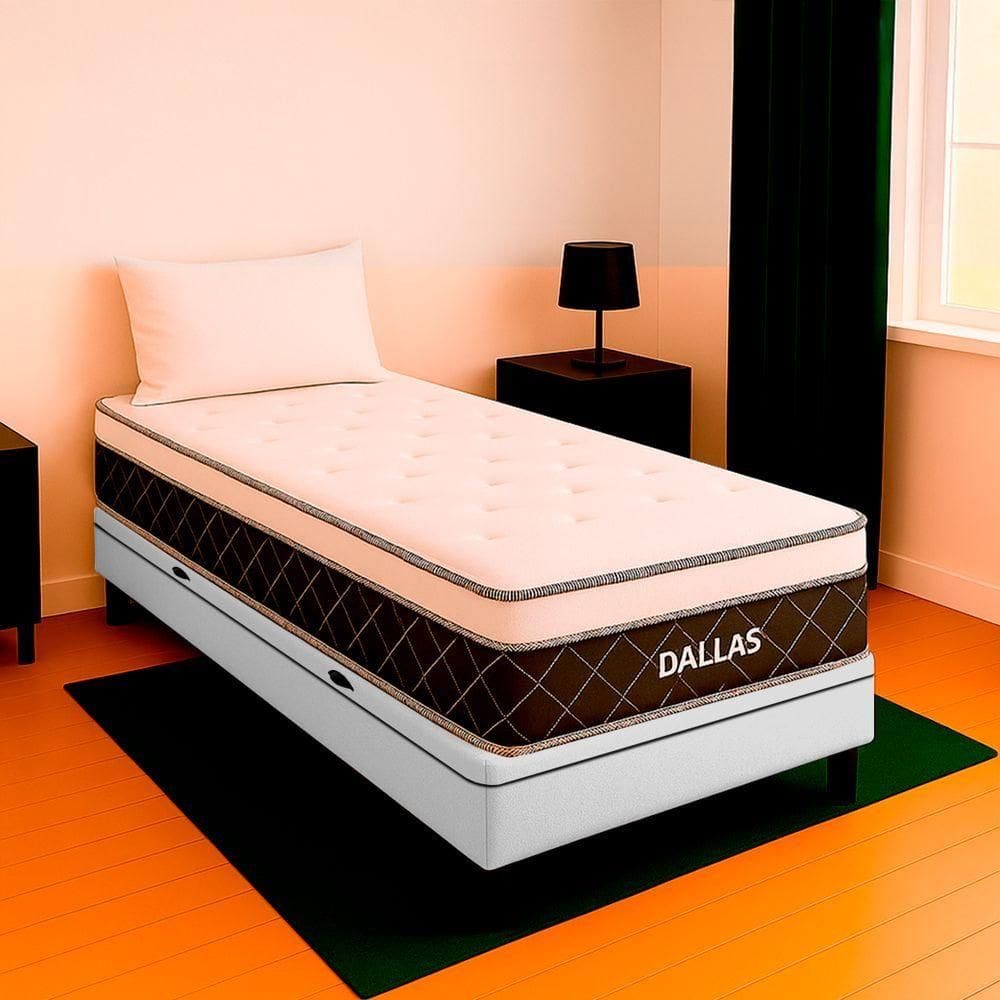 Cama Box Solteiro Branco E Colchão Dallas Molas Vstore