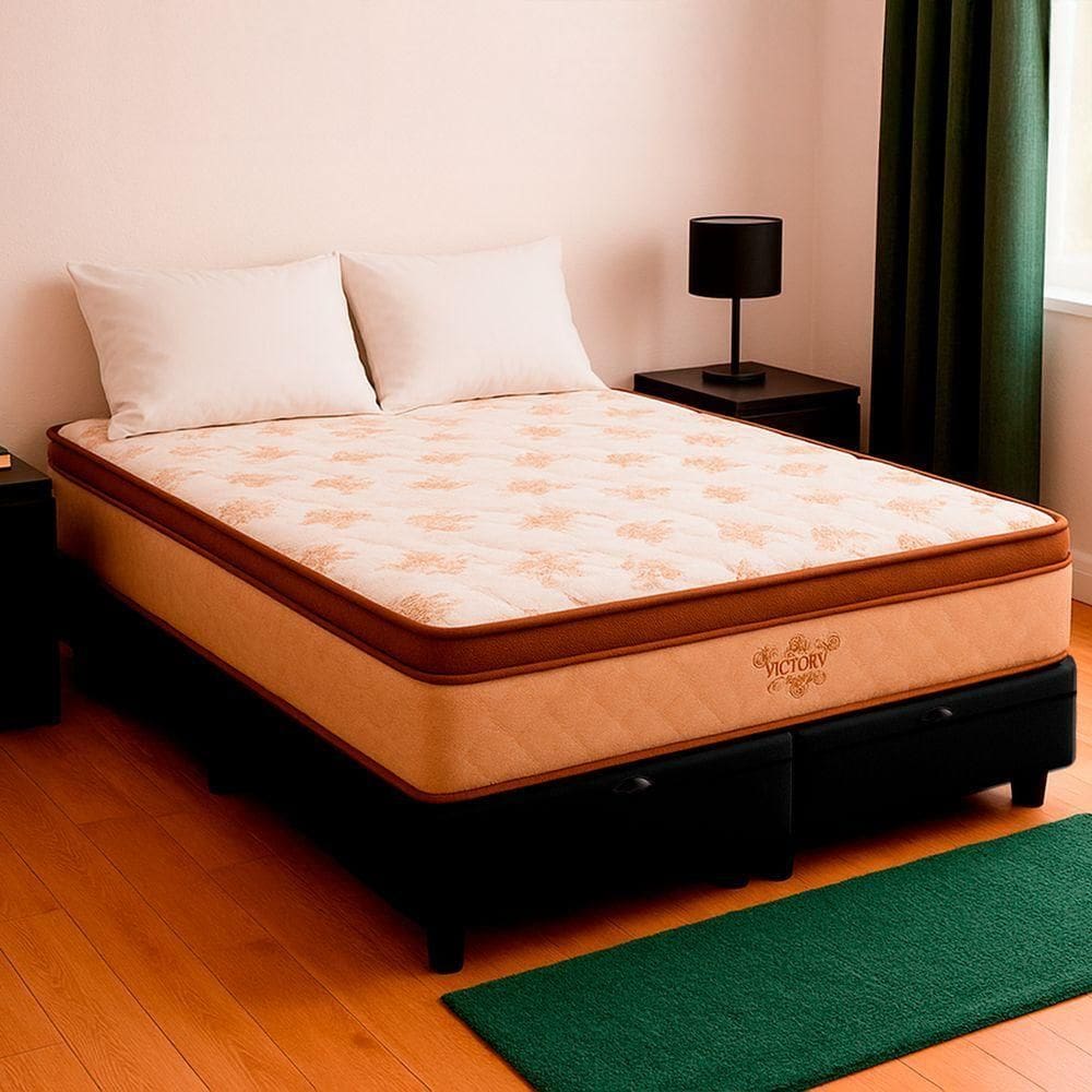 Cama Box Baú King E Colchão Victory Molas V-store Preto