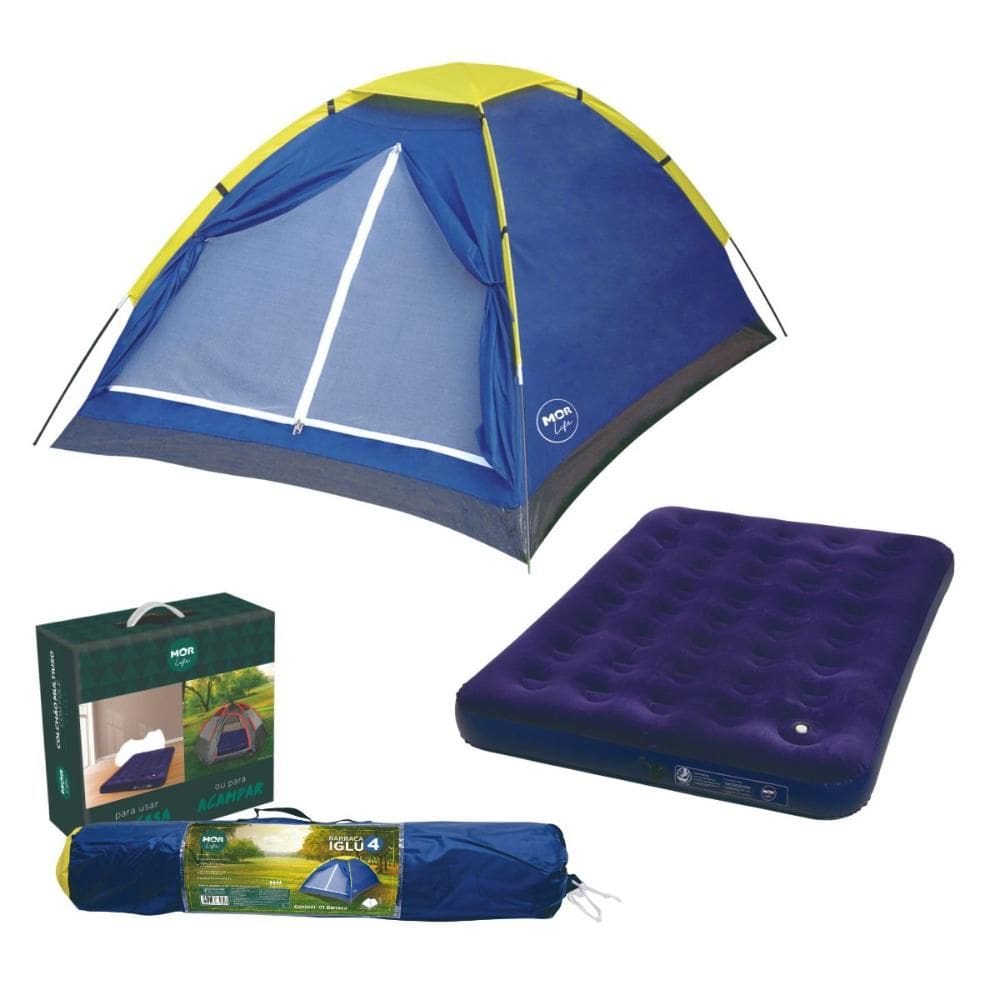 Barraca Iglu 4 Pessoas Camping Acampamento Colchão Casal Mor