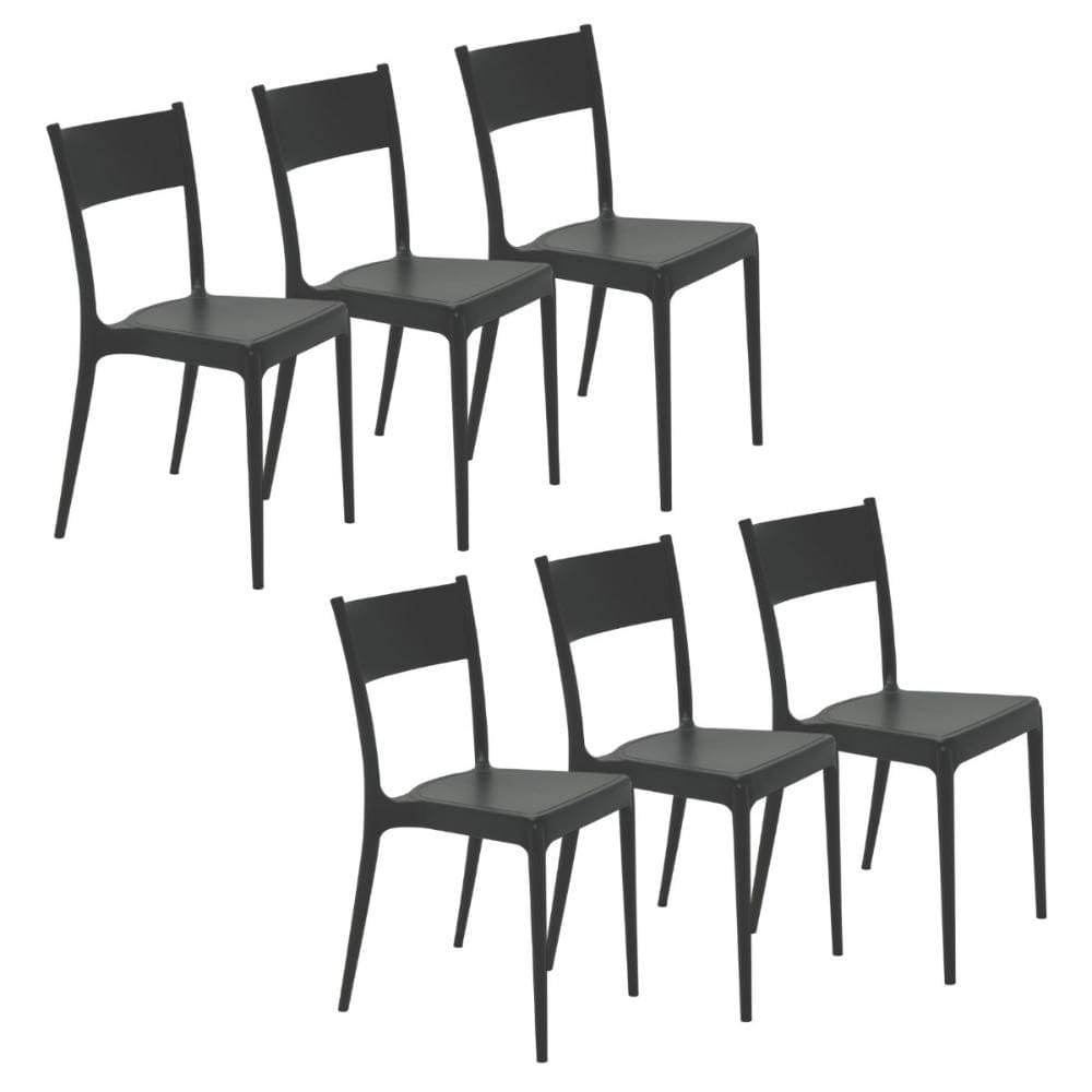 Kit 06 Cadeira Diana Eco em Polipropileno Preto Tramontina