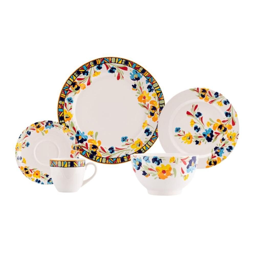 Jogo de Jantar 40 Peças Etnico Porcelana Real By Schmidt