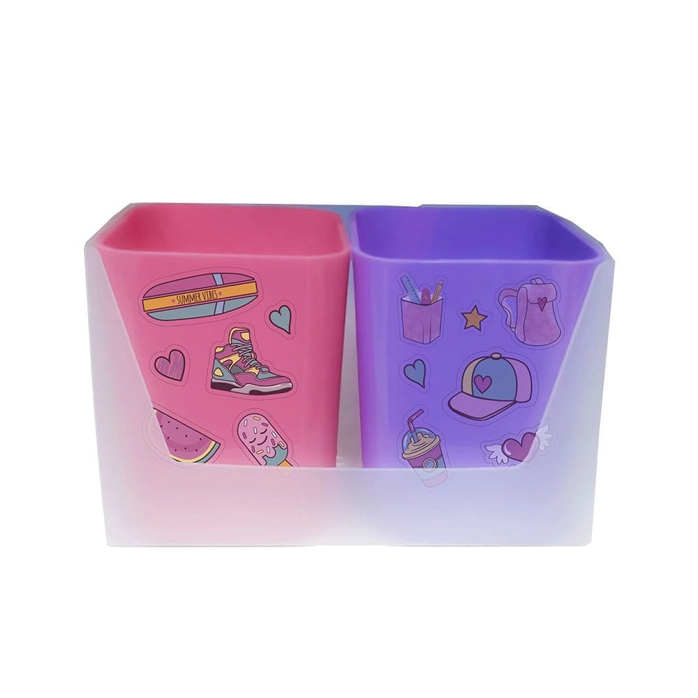Kit Porta-Objetos Duo Dello Full Color Rosa e Roxo