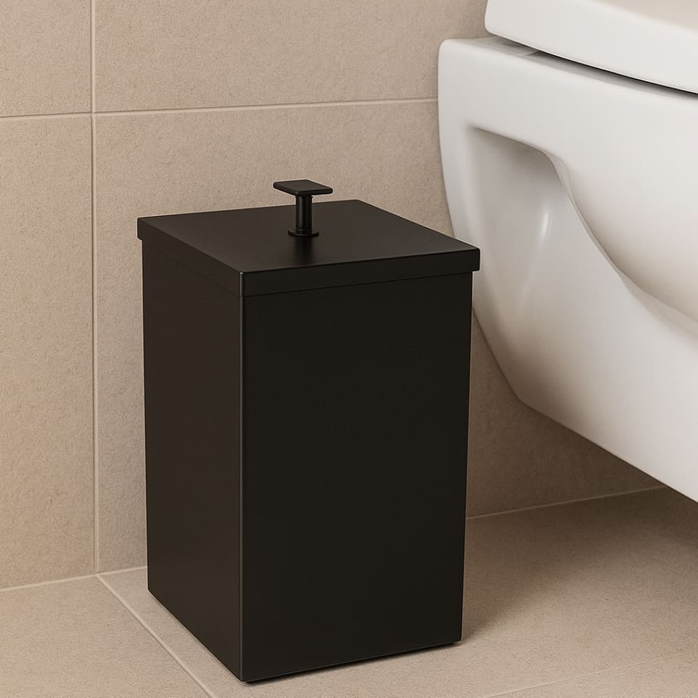 Lixeira Quadrada Inox - 7,8L - Preta