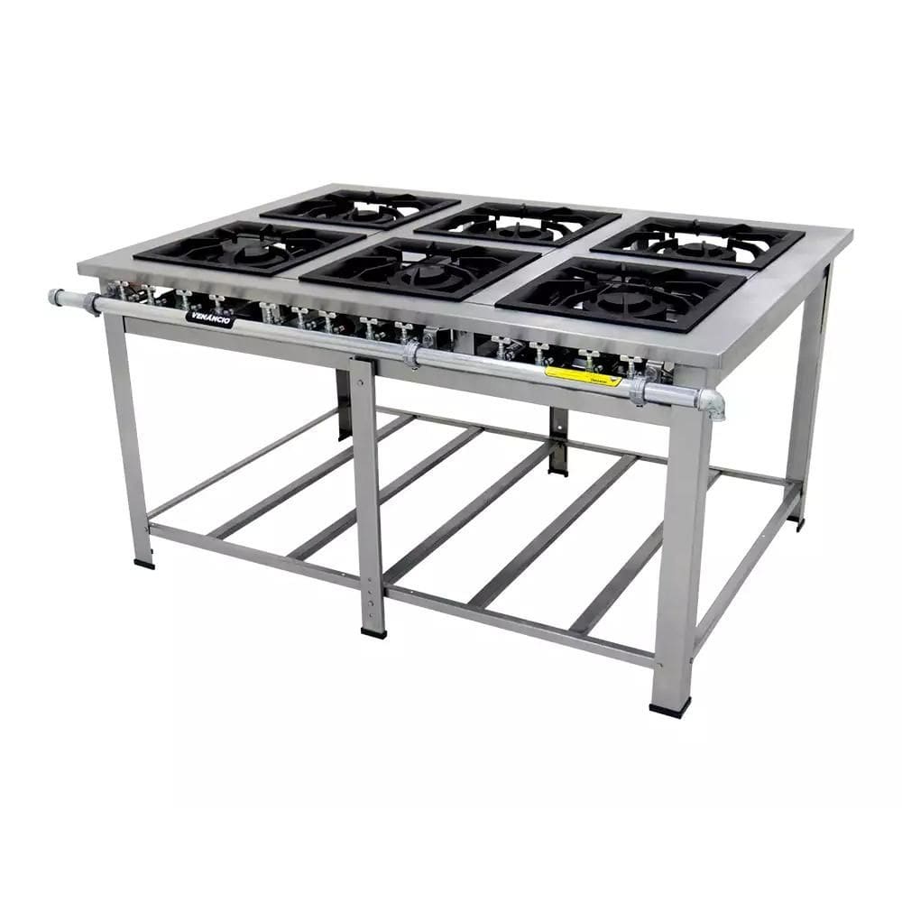 Fogão Industrial 6 Bocas Venâncio Baixa Pressão com Espera para Forno MI6